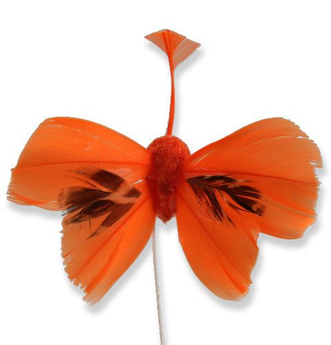 Floristik24 Decorative butterflies on the wire Orange 9cm 36pcs