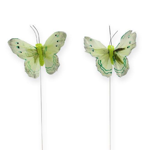 Floristik24 Deco butterfly on wire Green 8cm 12pcs