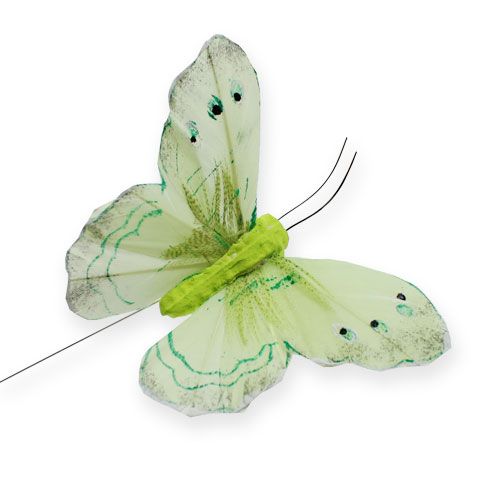 Floristik24 Deco butterfly on wire Green 8cm 12pcs