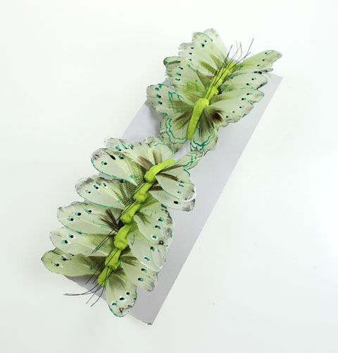 Floristik24 Deco butterfly on wire Green 8cm 12pcs