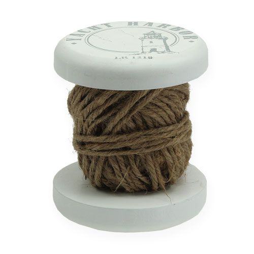 Floristik24 Decorative spool with hemp cord Ø10cm H12cm