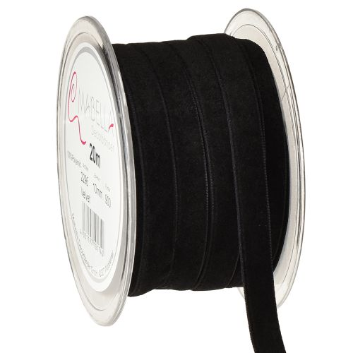 Decorative ribbons Velvet Black 10mm 20m