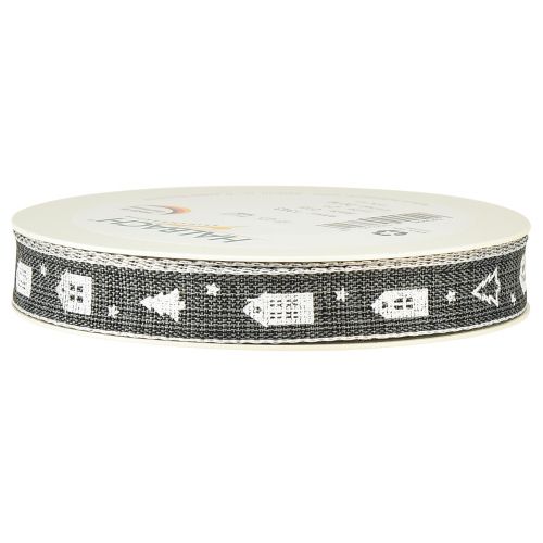 Product Decorative ribbon for Christmas houses and fir trees anthracite white 15mm 20m