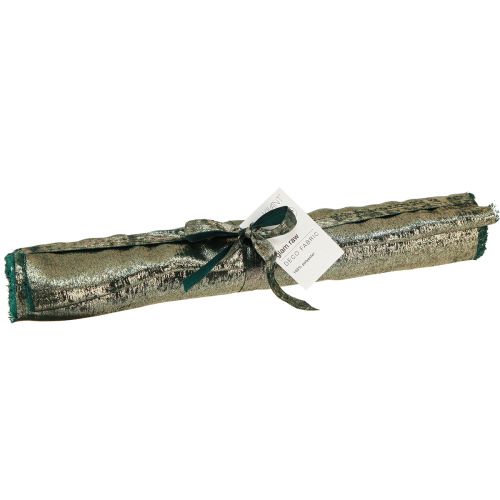 Product Decorative Ribbon Green Gold Frayed Vintage W28cm L2.5m