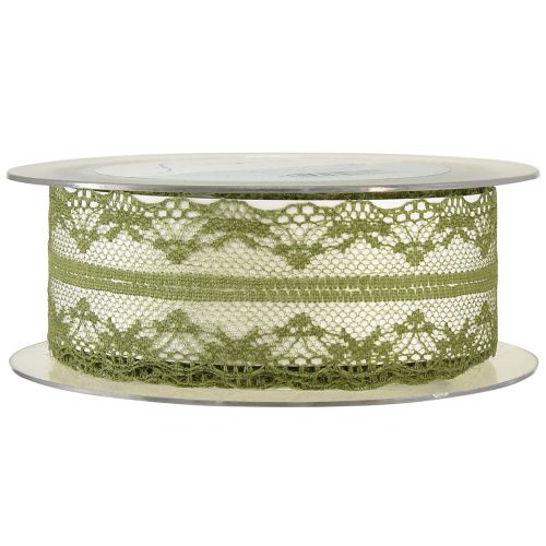 Product Decorative ribbon lace lace ribbon moss green 40mm 20m