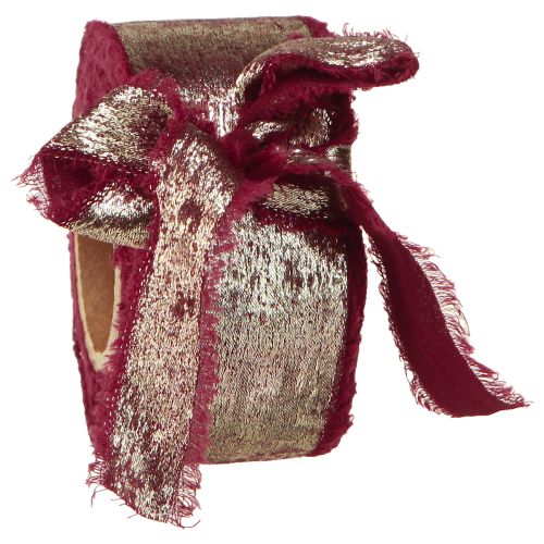 Product Decorative ribbon Christmas decorative ribbon Bordeaux Gold W40mm L10m