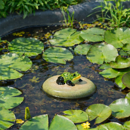 Product Decorative ceramic frog floating stone for garden ponds and water features, 13cm, 3 pieces