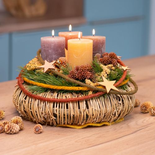 Product Decorative ring colored ring with jute yellow ochre brown Ø30cm 3pcs
