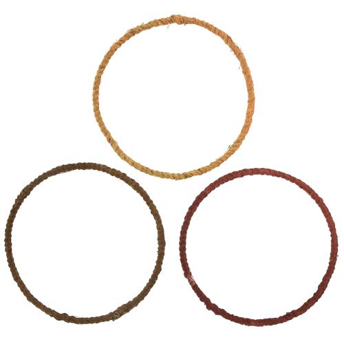 Floristik24 Decorative ring colored ring jute loop yellow ochre brown Ø20cm 9pcs