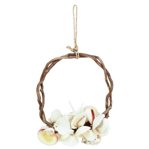 Product Maritime decoration ring with sea snails and shells – Natural white, Ø 25 cm – Perfect for coastal-inspired decoration