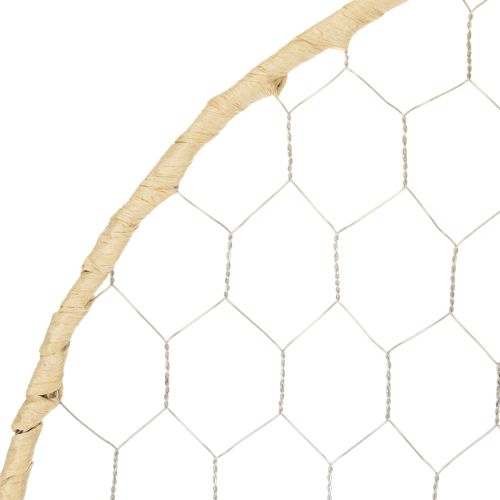 Product Decorative metal ring Ø38cm, hanging decoration, raffia, silver, natural, boho wall decoration, versatile decorating, 4 pieces