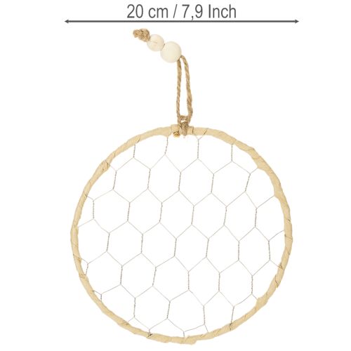 Product Decorative metal raffia hanging rings, Ø20cm, 4 pieces, boho wall decoration, window decoration