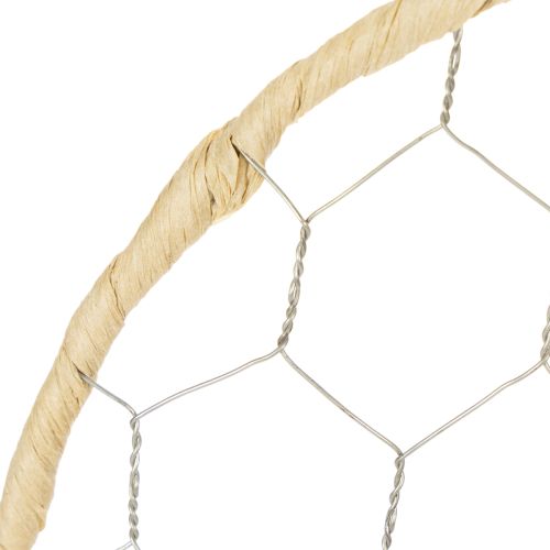 Product Decorative metal raffia hanging rings, Ø20cm, 4 pieces, boho wall decoration, window decoration