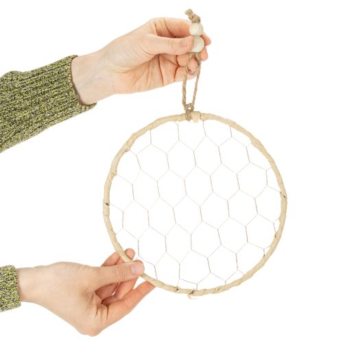 Product Decorative metal raffia hanging rings, Ø20cm, 4 pieces, boho wall decoration, window decoration
