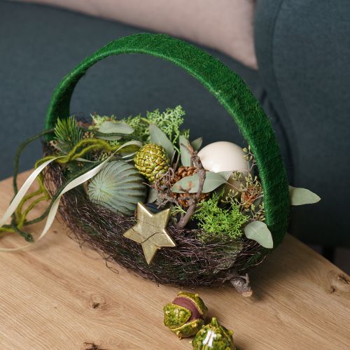 Decorative ring jute decoration loop green dark green 4cm Ø30cm 2pcs