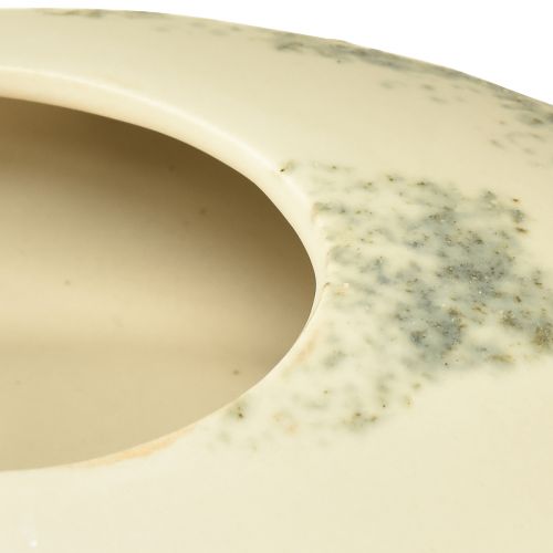 Product Decorative bowl oval flat ceramic bowl cream grey-green 19×14×5cm