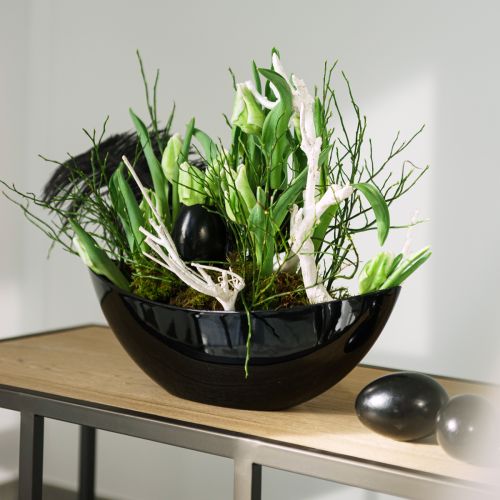 Product Decorative Bowl Black Table Decoration Plant Boat 38.5x12.5x13cm