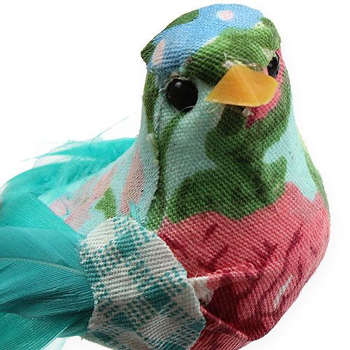 Floristik24 Decorative bird on wire Turkis 13cm 2pcs
