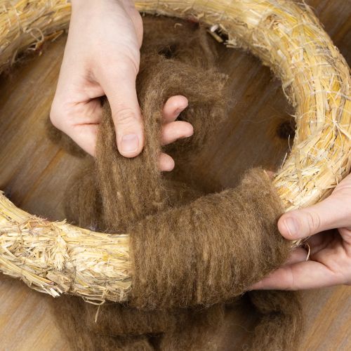 Product Wool cord, decorative wool, brown, 2m. Wool cord, felting wool for crafts & floristry.