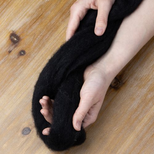 Product Decorative wool, wool cord, felted wool for creative crafts and floristry, 2m, black