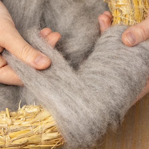 Product Wool cord decorative wool grey-natural 2m felted wool for crafts &amp; floristry