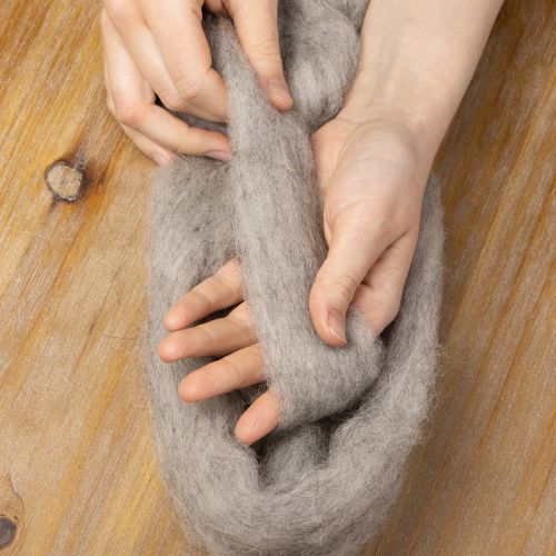 Product Wool cord decorative wool grey-natural 2m felted wool for crafts &amp; floristry