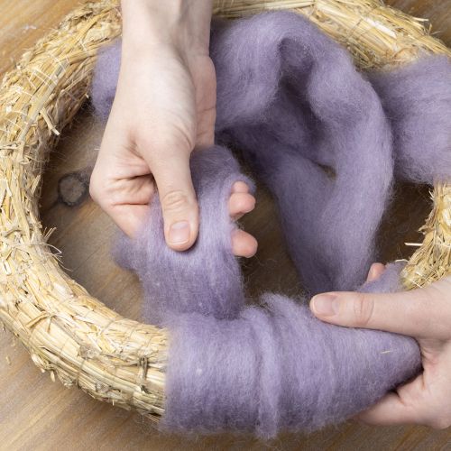 Product Decorative wool, light purple, 2m wool cord, felted wool for crafts &amp; floristry