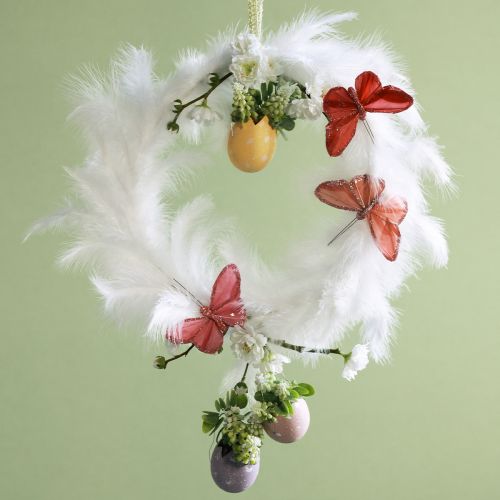 Floristik24 DIY box feather wreath Easter decoration door wreath Easter Ø25cm