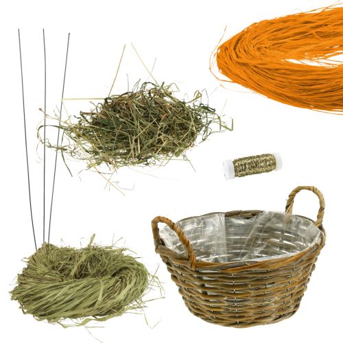 Floristik24 DIY box Easter decoration carrots in a basket raffia table decoration Easter