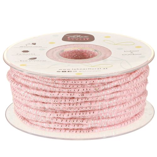 Floristik24 Wick thread Glamour Pink/Silver with wire 33m