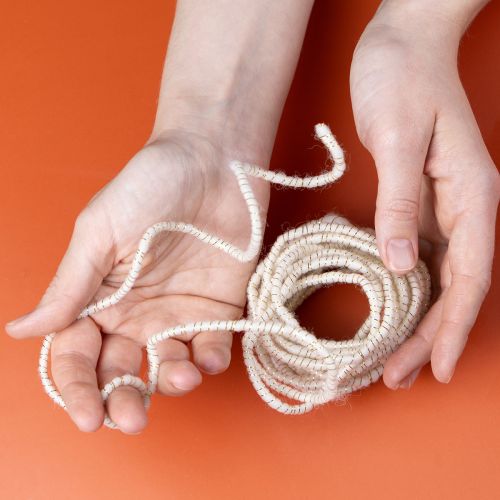 Product Wool cord white with gold thread 5m x 5mm with wire for decoration and crafting