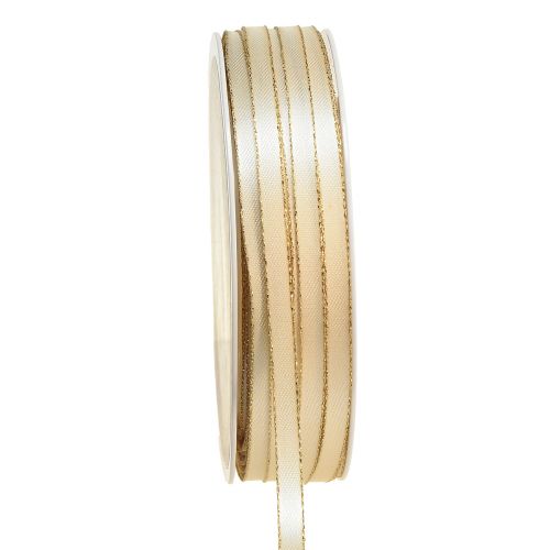 Double satin ribbon jewelry ribbon in cream gold W6mm L50m