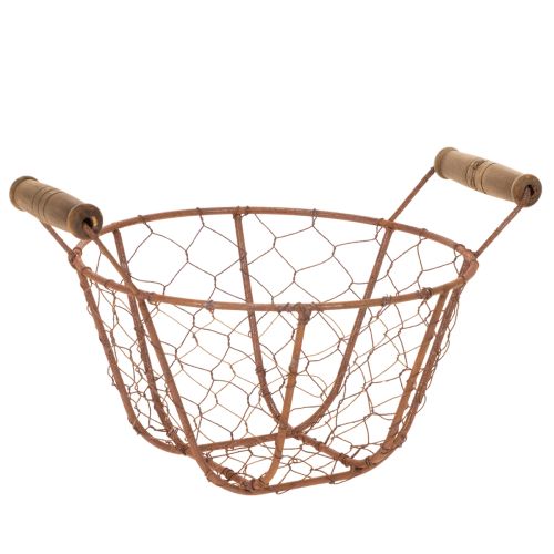 Wire basket, metal basket with handle, wood, rust, decorative, Ø18cm buy online | Floristik24.co.uk