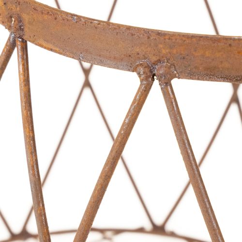 Product Oval wire basket with handle, garden decoration, rust finish, 30/25cm, set of 2