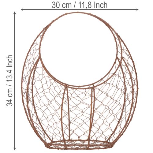 Wire basket, metal planter, spring decoration, Easter basket, brown, rust finish, H34cm L30cm | Floristik24.co.uk