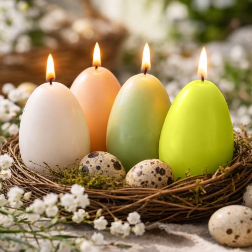 Product Easter candles, egg-shaped, special candles for Easter, white, 9cm, 6 pieces