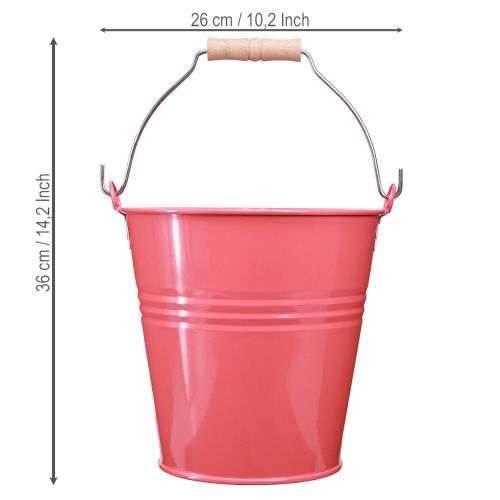Product Decorative Pink Metal Flower Pot Bucket 26x22.5x23cm 6l