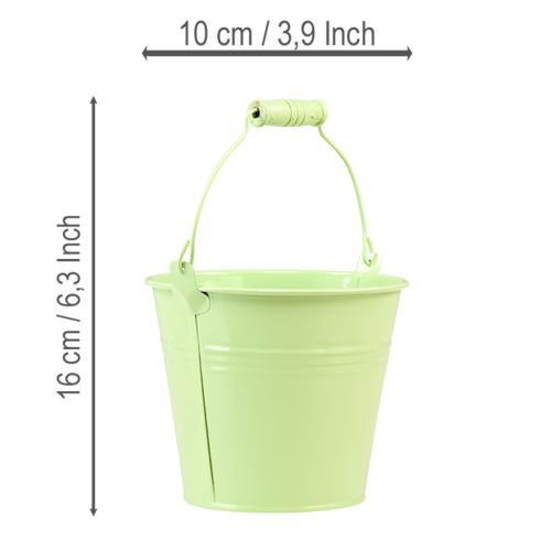 Product Bucket with handle, planter, pastel metal, Ø10cm H8cm, 10 pieces