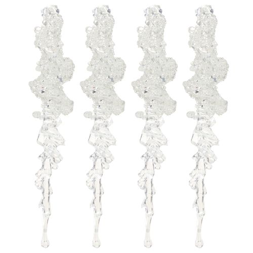 Product Icicle Christmas tree ornaments with glitter, winter decoration, 17.5cm, 4 pieces