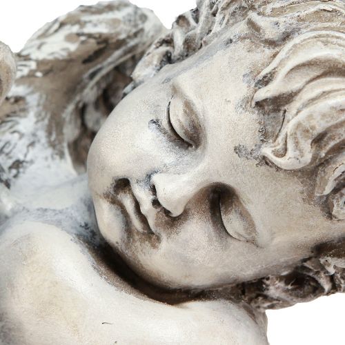 Product Sitting angel decorative figure grave decoration grey polyresin H18cm