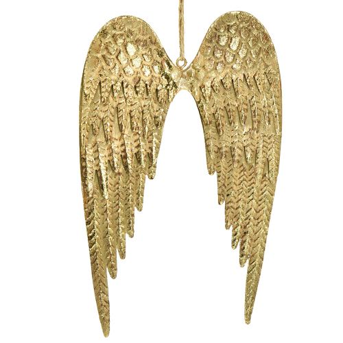 Floristik24 Angel wings for hanging metal wings gold 12×19cm 2 pcs