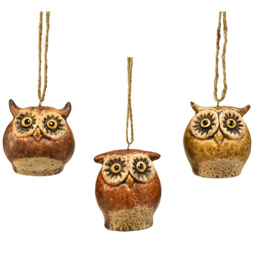 Product Adorable Owl Pendants – Rustic Browns, 5.6 cm – Perfect Decoration for Fall and Christmas – 3 pcs