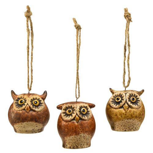Product Adorable Owl Pendants – Rustic Browns, 5.6 cm – Perfect Decoration for Fall and Christmas – 3 pcs