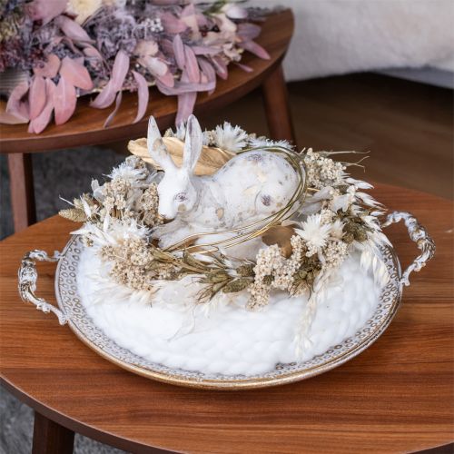 Product Felt decoration wool decorative wreath in white for hanging Ø25cm