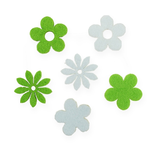 Floristik24 Felt Flower for Sprinkling Green, White 3,5cm 96St