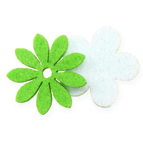 Floristik24 Felt Flower for Sprinkling Green, White 3,5cm 96St