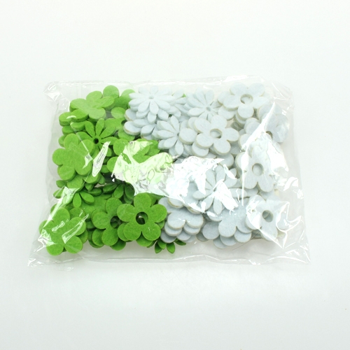 Floristik24 Felt Flower for Sprinkling Green, White 3,5cm 96St