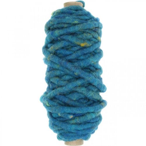 Floristik24 Felt cord with wire wool cord fleece blue 20m