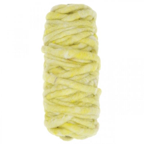 Felt cord with wire cord wool yellow pastel 20m