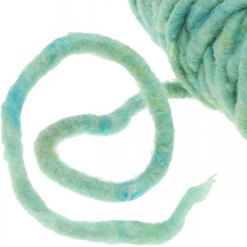 Floristik24 Felt cord with wire cord fleece green 20m